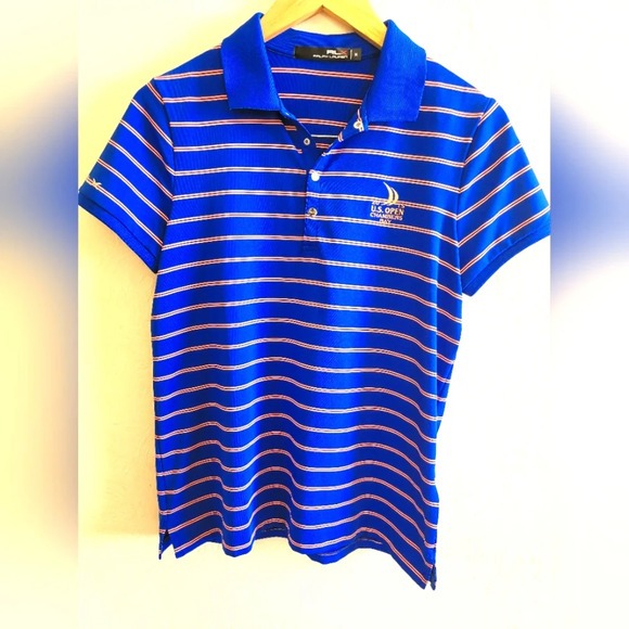 Ralph Lauren, RLX, US Open Chambers Bay 2015 Polo, Royal Blue/Coral, Size Medium - Picture 1 of 6